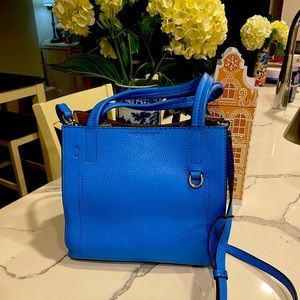 Banana Republic leather small crossbody tote with removable straps - bright blue